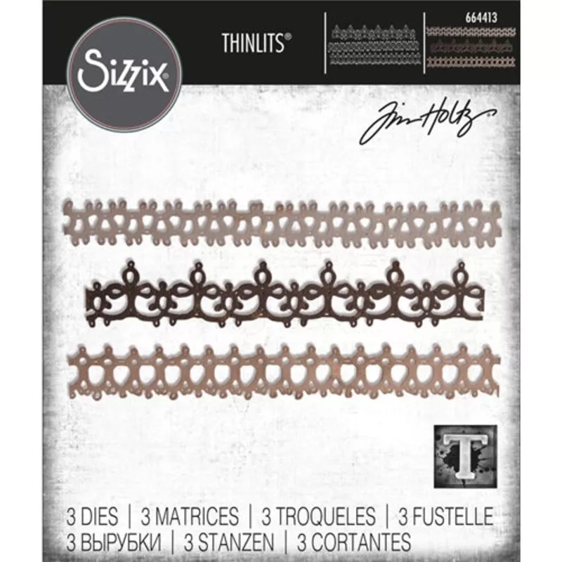Tim Holtz Sizzix CROCHET 2 Thinlits Die Set 664413