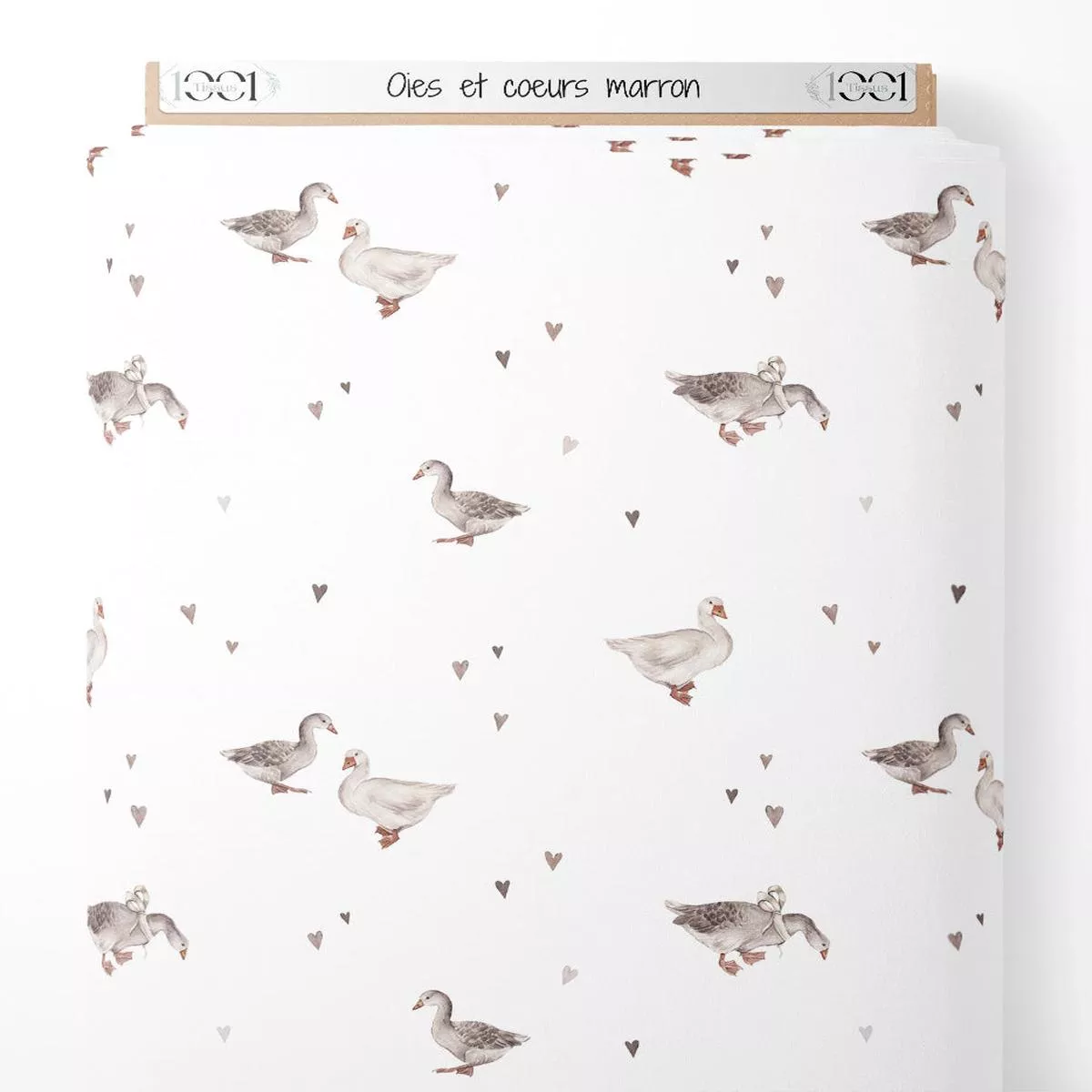 Tissu – Oies et curs marron