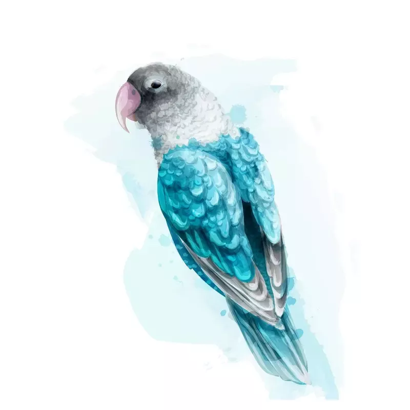 Tropical Parrot Fabric Panel – Blue/Gray