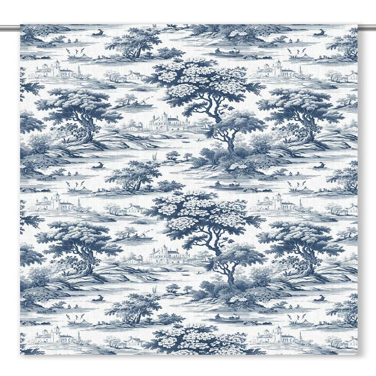 ‘Turquoise Wild’ Fabric by the Yard (Navy Blue/ White)