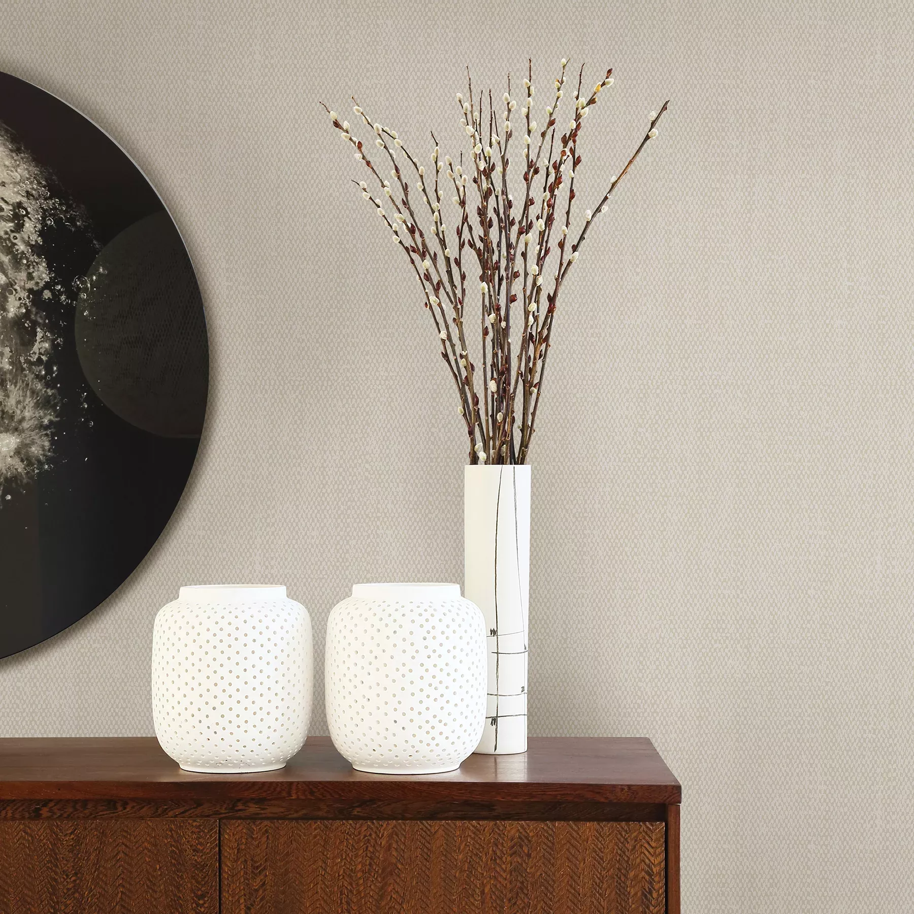 Tweed Light Grey Texture Wallpaper