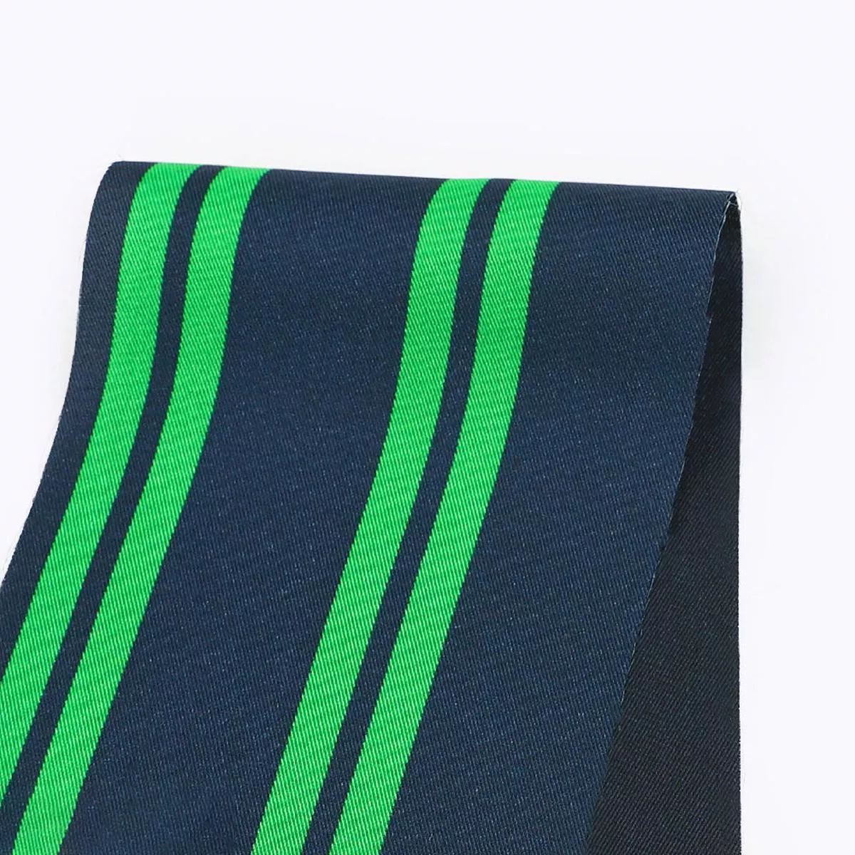 Twin Stripe Poly Twill – Ink/Emerald