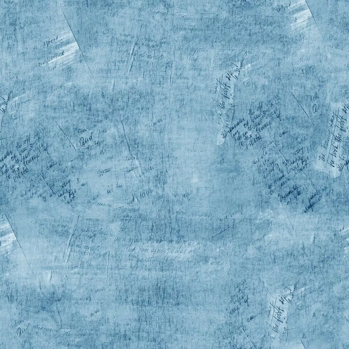 Vintage Script Fabric – Spanish Blue