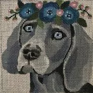 Weimaraner with Floral Crown
