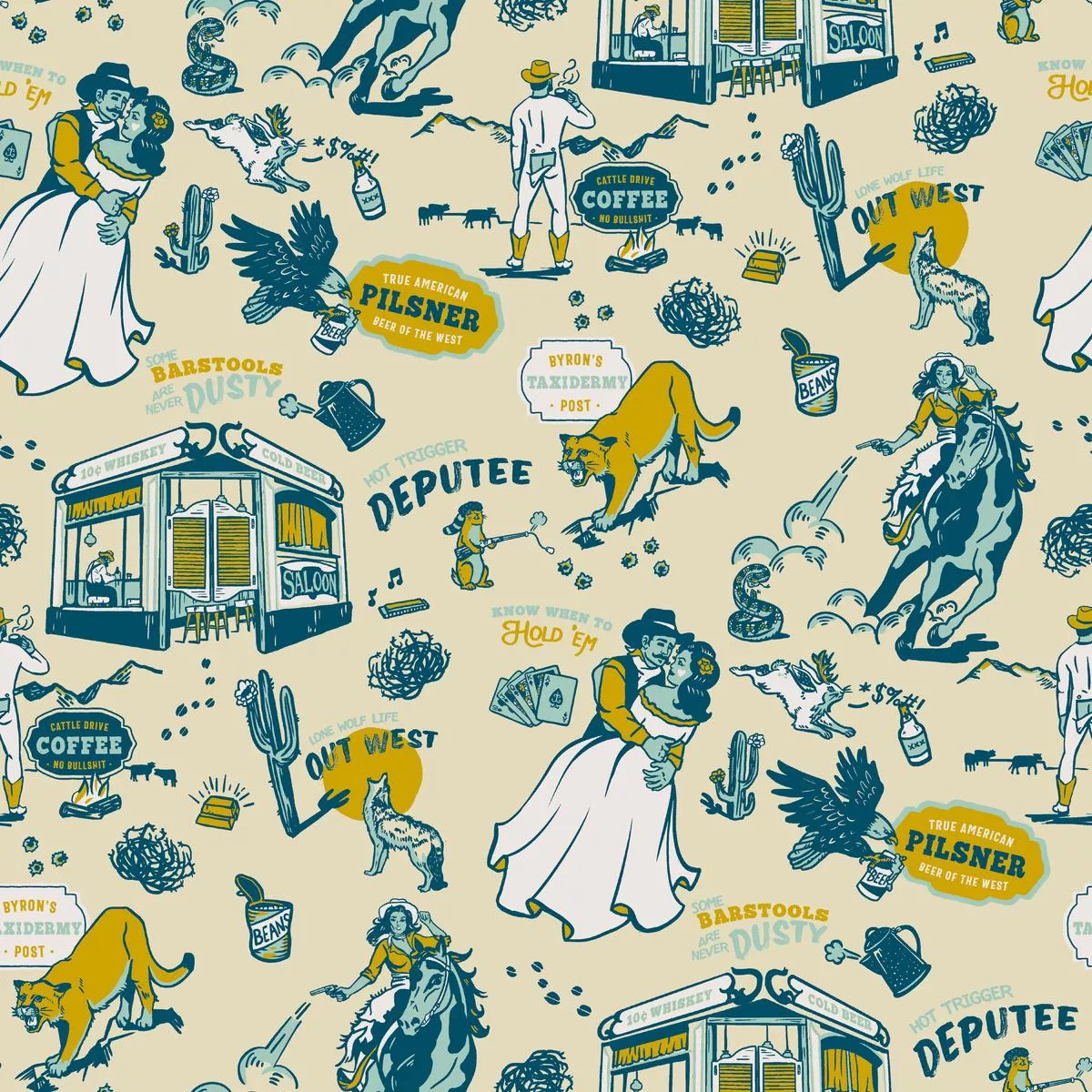 Whiskey Ginger Lone Wolf Cream Fabric