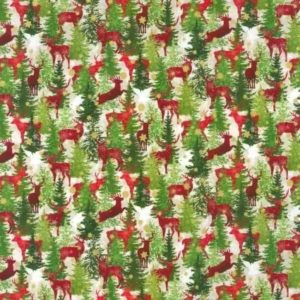 Winter Solstice II Deer 44"/45" Fabric Per Yard
