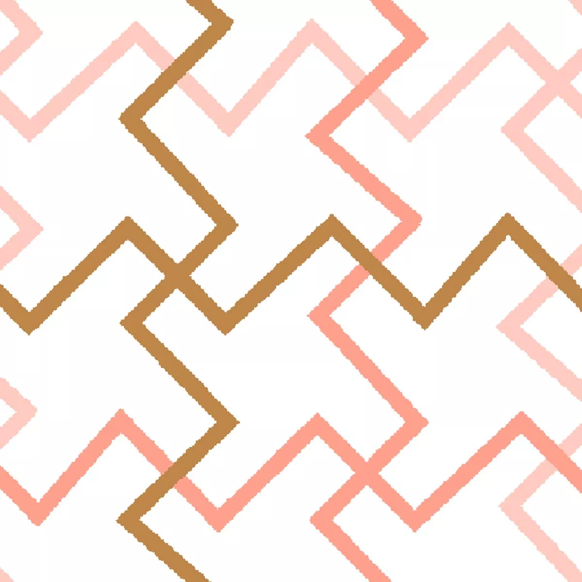 Zigzag Lattice on Pink & Bronze Fabric