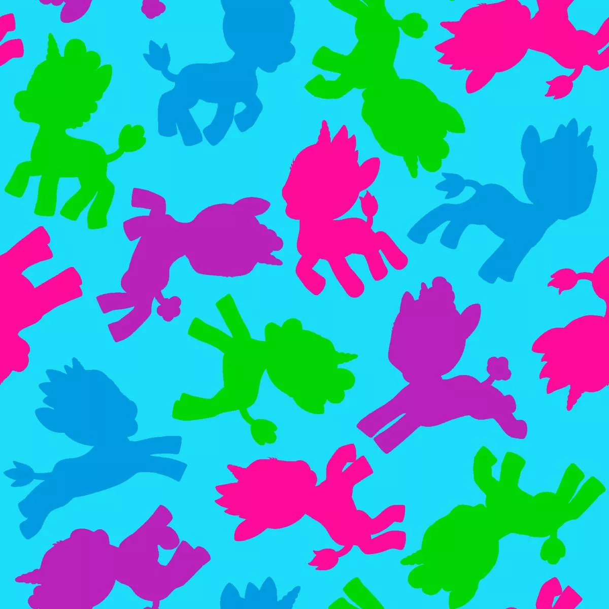 Zoonicorn Silhouette Toss on Blue Fabric